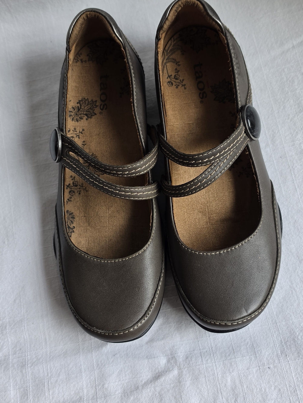 Taos Stepstone Leather Mary Jane Comfort Flats US 6 EU 37 Taupe